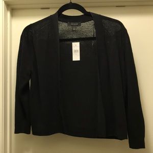 Ann Taylor women’s sz med black linen/rayon cardigan 3/4 length sleeves nwt